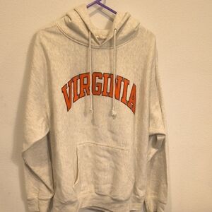 Virginia Arch Logo Hoodie Size XL in Cream with Orange Print